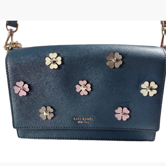 Kate Spade Cameron Convertible Floral Applique Crossbody Bag in Petrol Blue NWOT - Picture 5 of 11